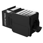 OPENETICS® CAT6 UTP RJ45 180º Slim Keystone Jack, Black, Toolless