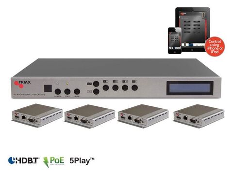 TRIAX®​ HMX-4x4K HDBaseT™ 4x4 Matrix Switch Kit 5-Play