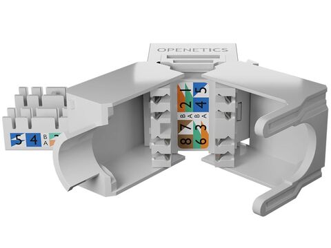 OPENETICS® CAT6 UTP RJ45 180º Slim Keystone Jack, White Toolless