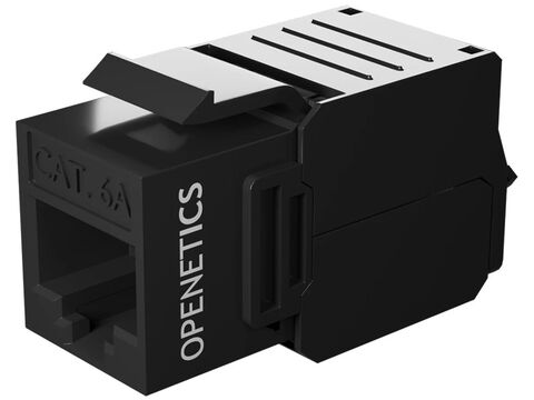 OPENETICS® CAT6 UTP RJ45 180º Slim Keystone Jack, Black, Toolless