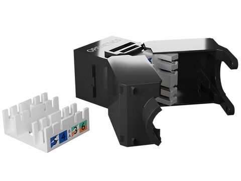 OPENETICS® CAT6 UTP RJ45 180º Slim Keystone Jack, Black, Toolless