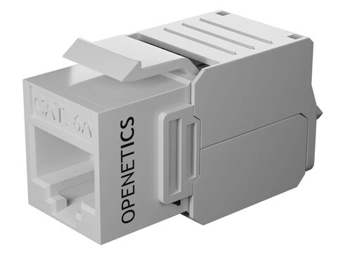 OPENETICS® CAT6A UTP RJ45 180º Slim Keystone Jack, White, Toolless