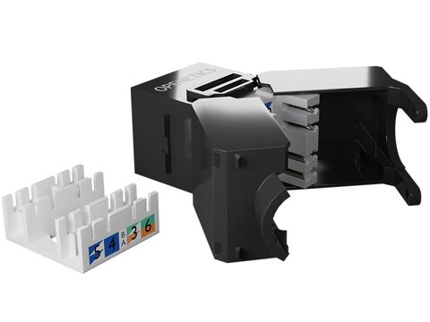 OPENETICS® CAT6A UTP RJ45 180º Slim Keystone Jack, Black, Toolless