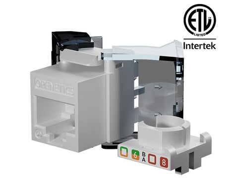 OPENETICS® CAT6A UTP RJ45 Slim Keystone Jack, Toolless, ETL Certificate