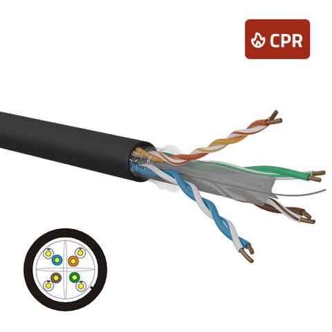OPENETICS® CAT6A U/UTP CU PE Fca Black 305 Mtr